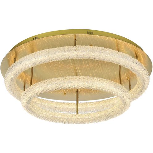 Bowen 2 Light 33.5 inch Satin Gold Flush Mount Ceiling Light
