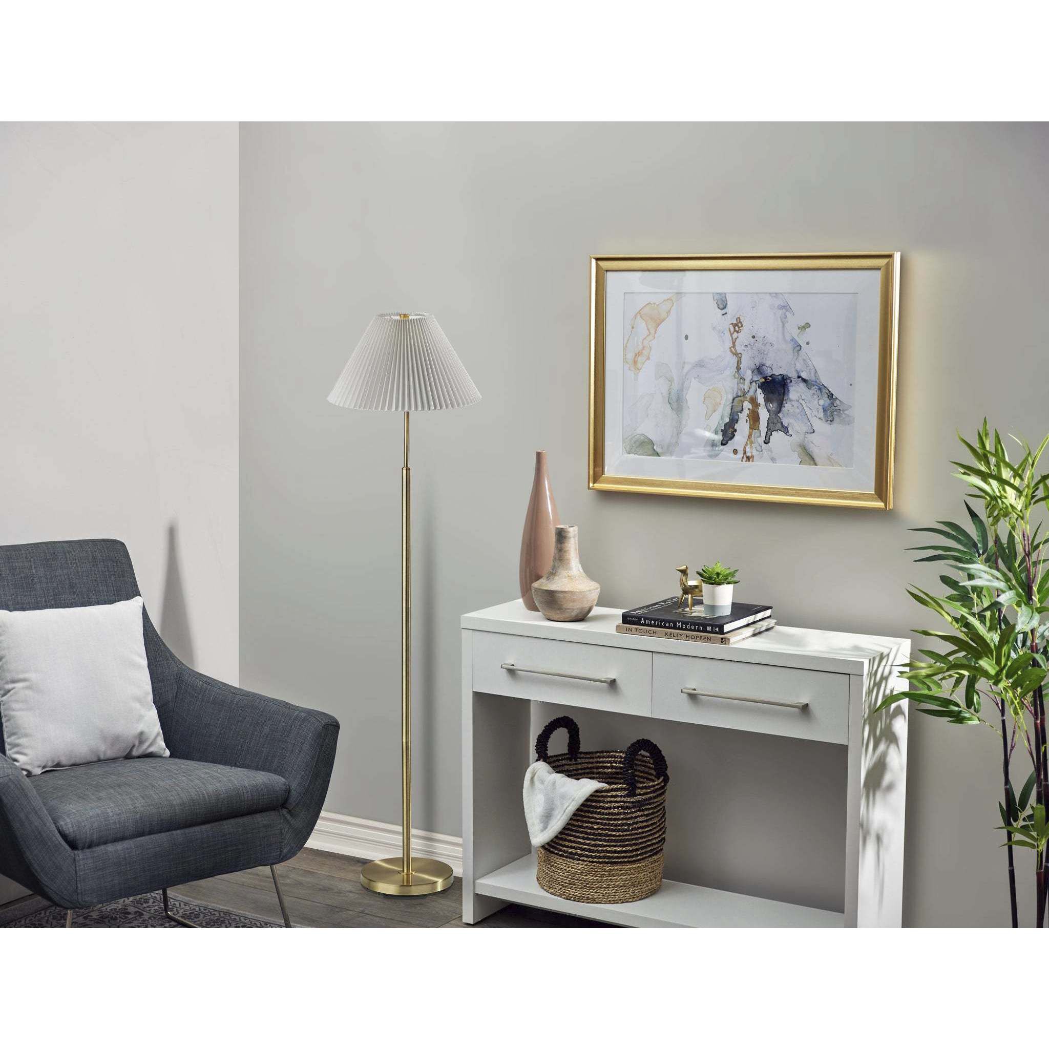 Jeremy 60.75 inch 100.00 watt Antique Brass Floor Lamp Portable Light, Simplee Adesso