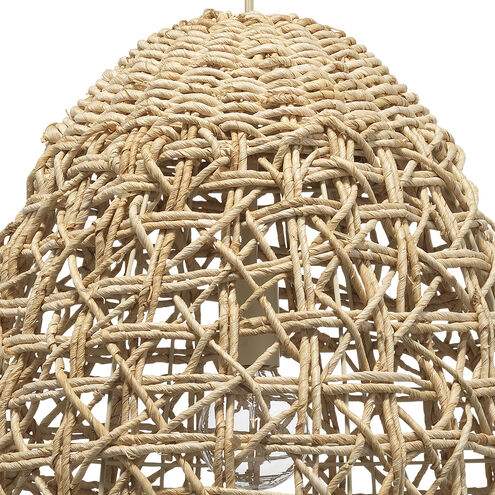 Netted 1 Light 18 inch Natural Corn Straw Rope Pendant Ceiling Light