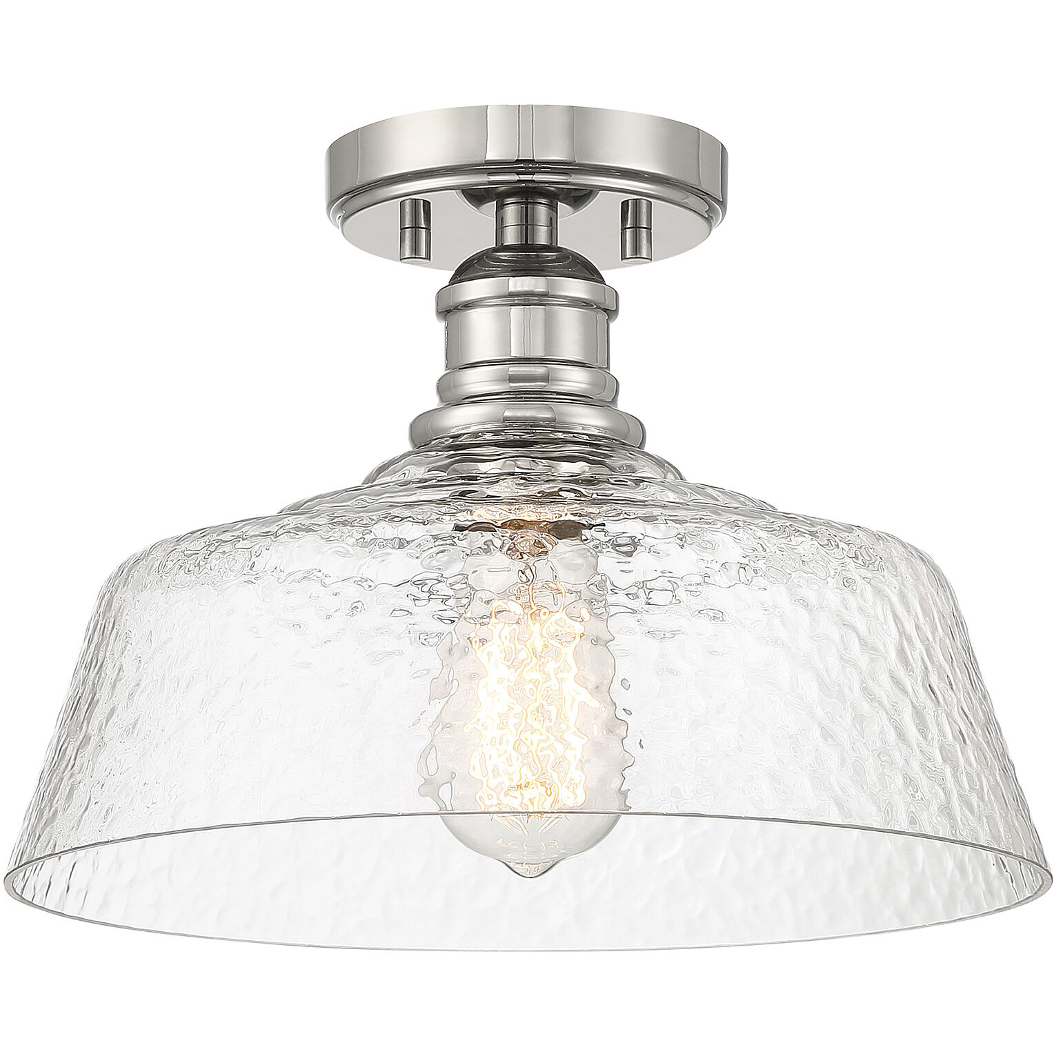 Vintage 1 Light 13 inch Polished Nickel Semi-Flush Ceiling Light