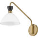 Simon 1 Light 8 inch Black with Heritage Brass Sconce Wall Light in Cased Opal