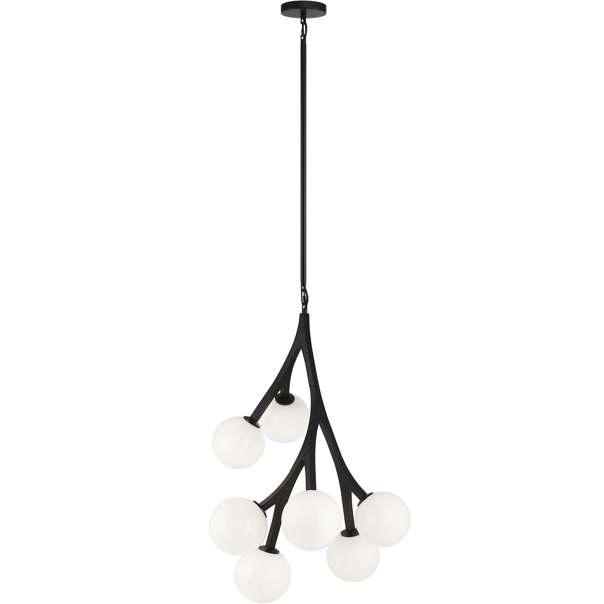 Rami 7 Light 19.63 inch Black Chandelier Ceiling Light in Black and Opal Glass