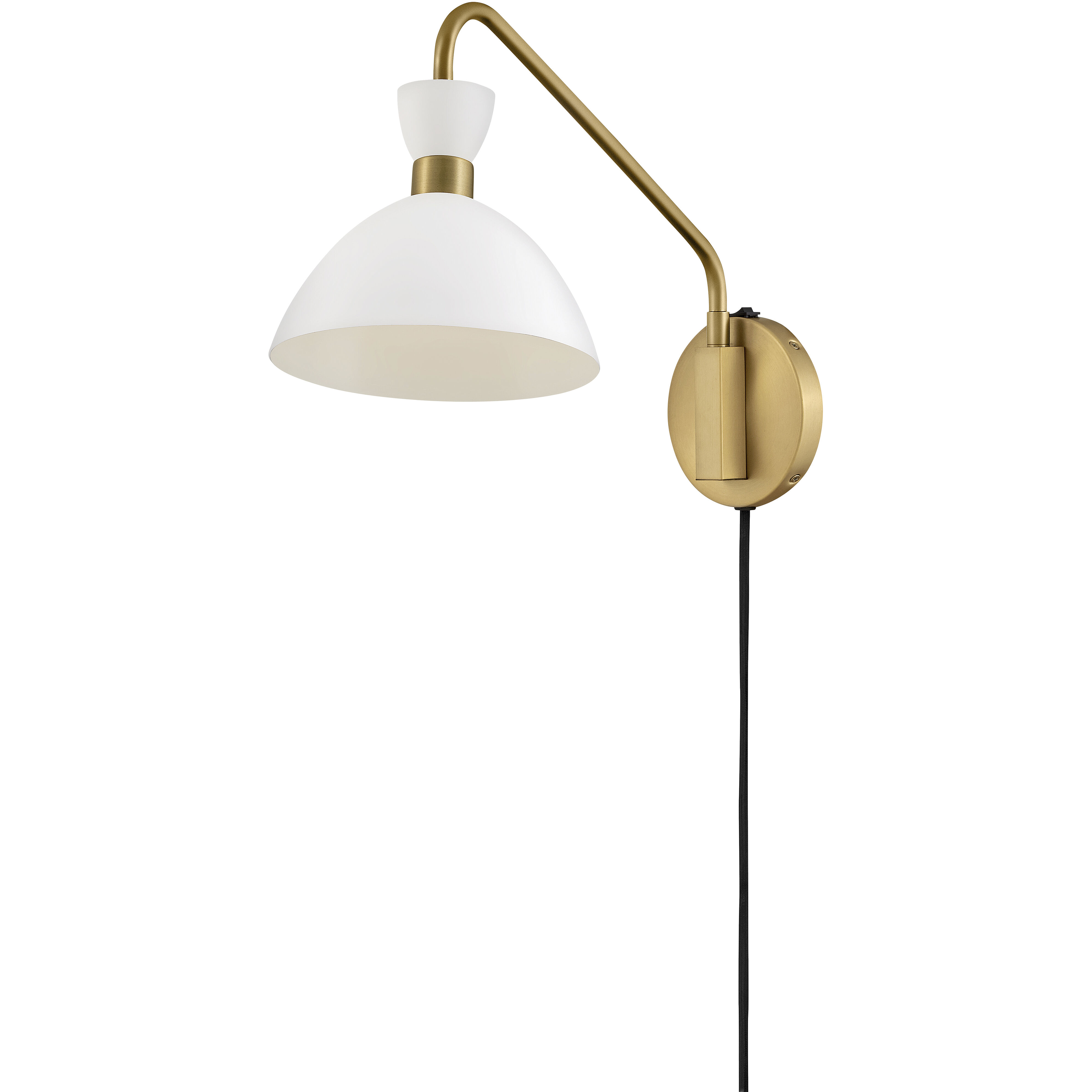 Simon LED 8 inch Matte White with Heritage Brass accents Sconce Wall Light