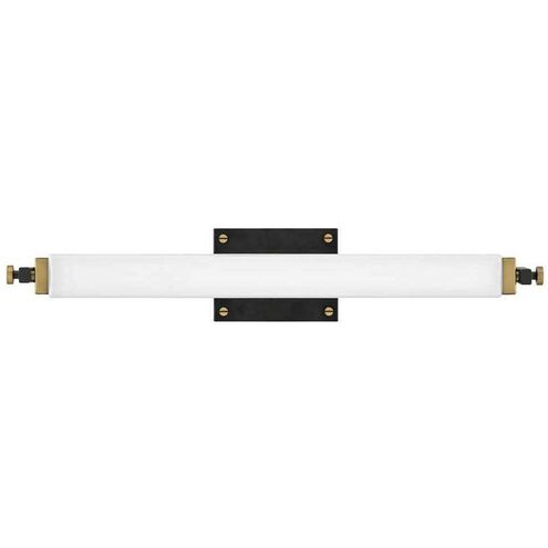 Rollins LED 24 inch Black with Heritage Brass Bath Light Wall Light in Black / Heritage Brass, Vertical