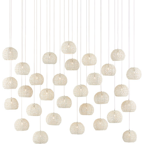Piero 30 Light 54 inch White/Painted Silver Multi-Drop Pendant Ceiling Light