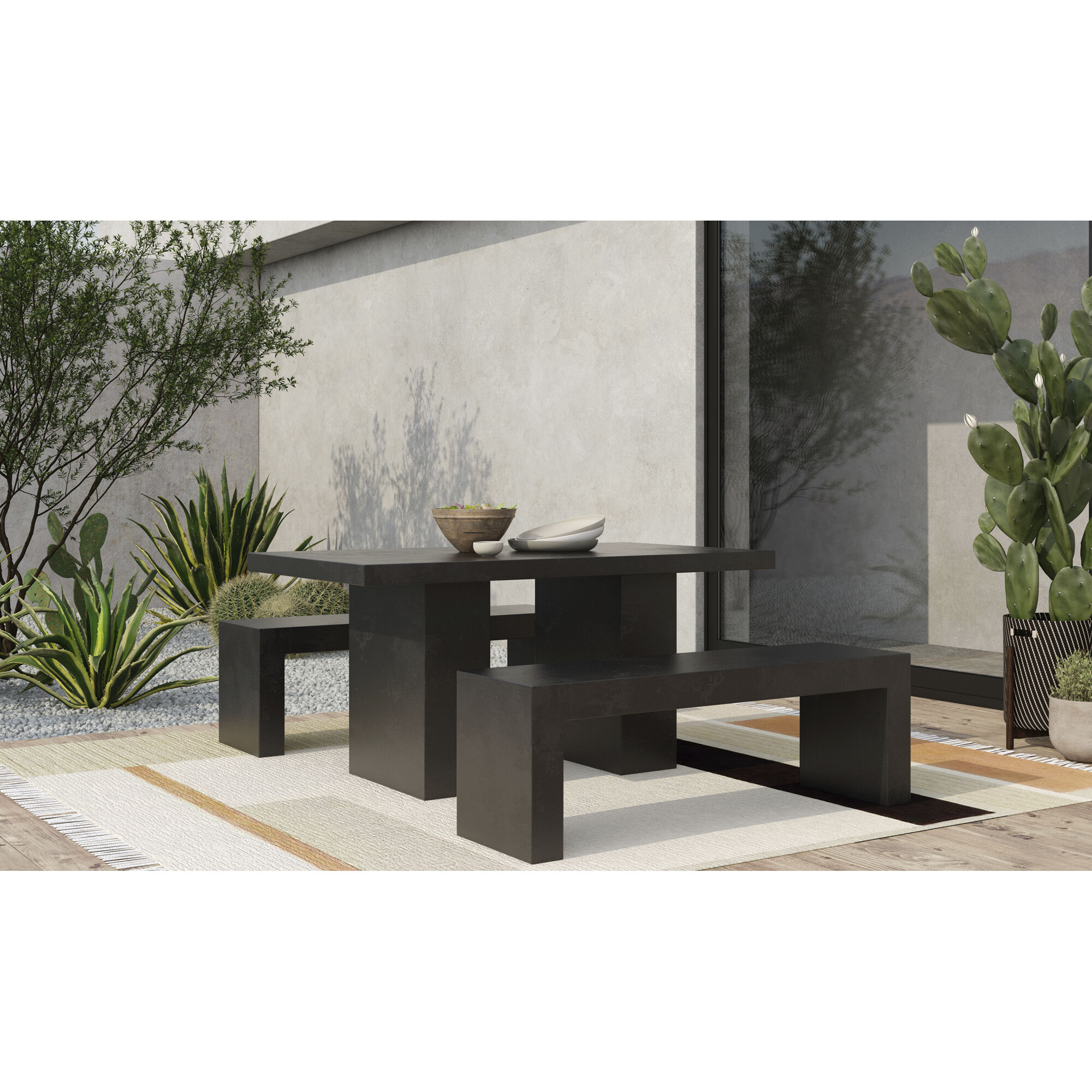 Aurelius 63 X 35.5 inch Black Outdoor Dining Table