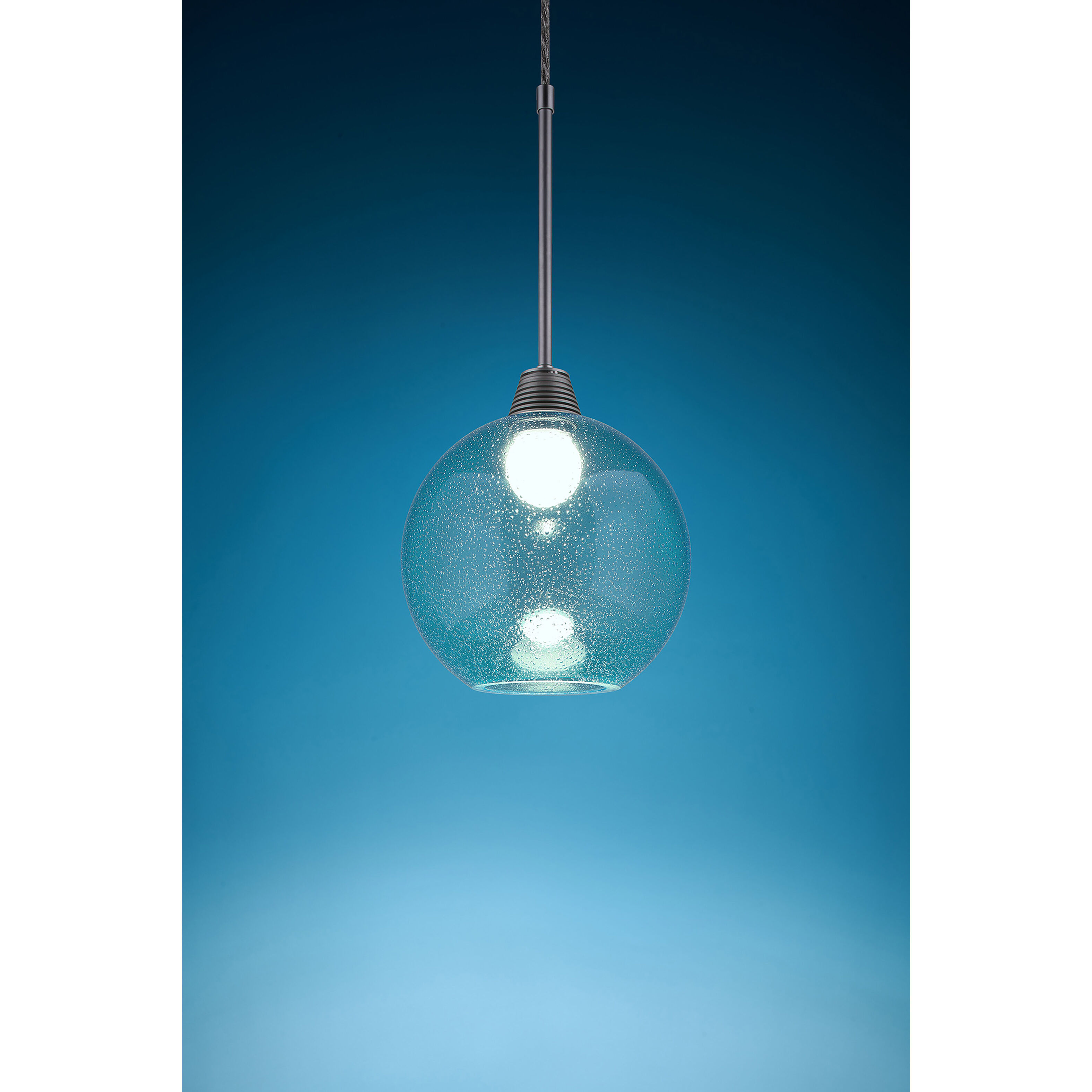 Bobo 3 LED 8.5 inch Matte Chrome Pendant Ceiling Light in Aqua Glass