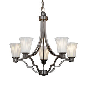 Limoges 5 Light 28 inch Brushed Nickel Chandelier Ceiling Light in Pleats, Round Flared
