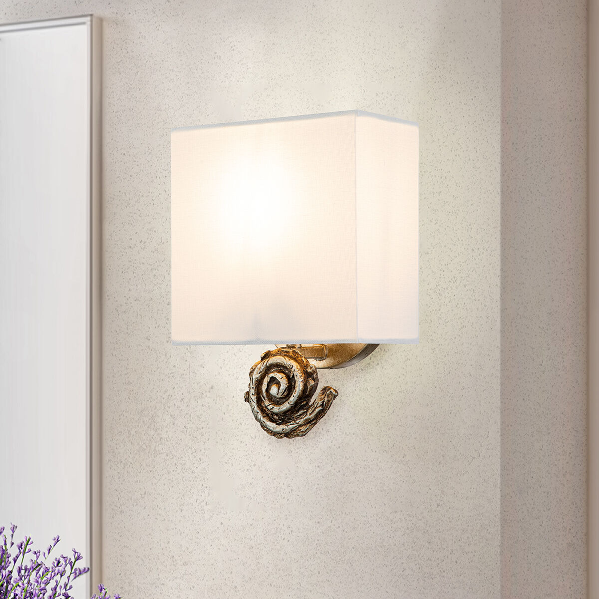 Swirl 1 Light 7 inch Silver Leaf ADA Sconce Wall Light, Small