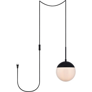 Eclipse 1 Light 8 inch Black and Frosted White Pendant Ceiling Light