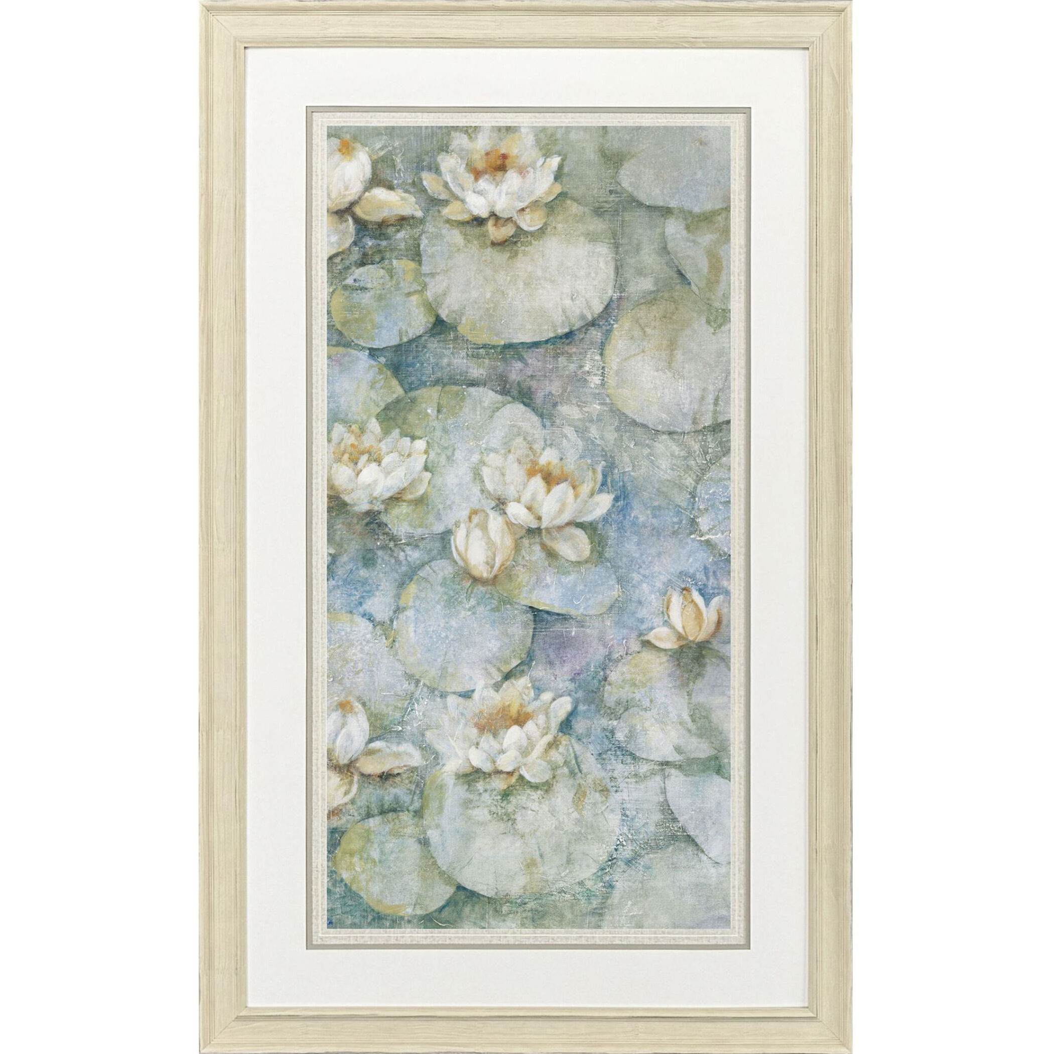 Waterlilies Blue and Green and White and Yellow Framed Art