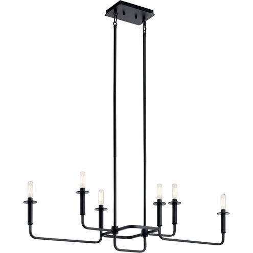 Alden 6 Light 11 inch Black Chandelier Linear Ceiling Light, Single