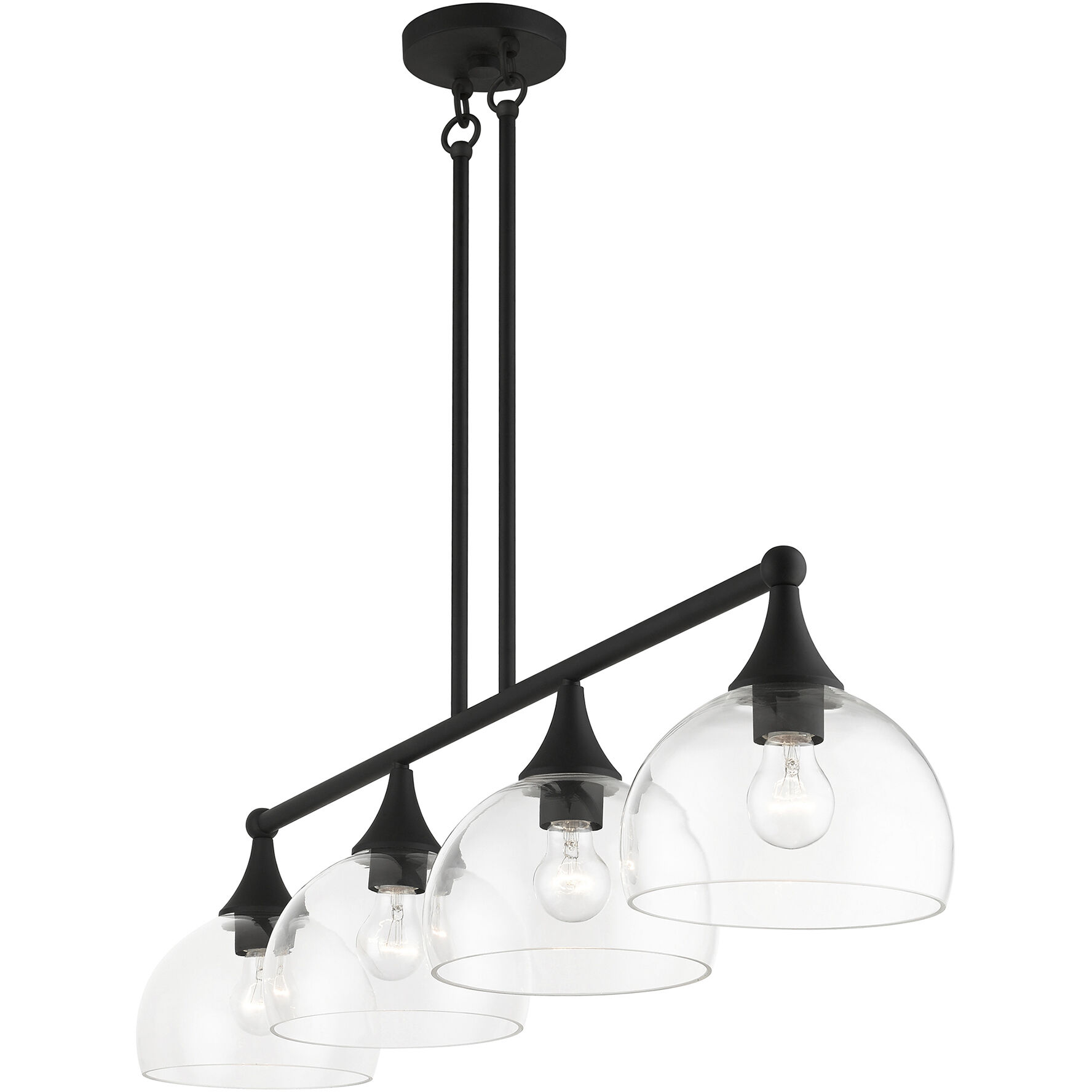 Glendon 4 Light 8.25 inch Black Large Linear Chandelier Ceiling Light
