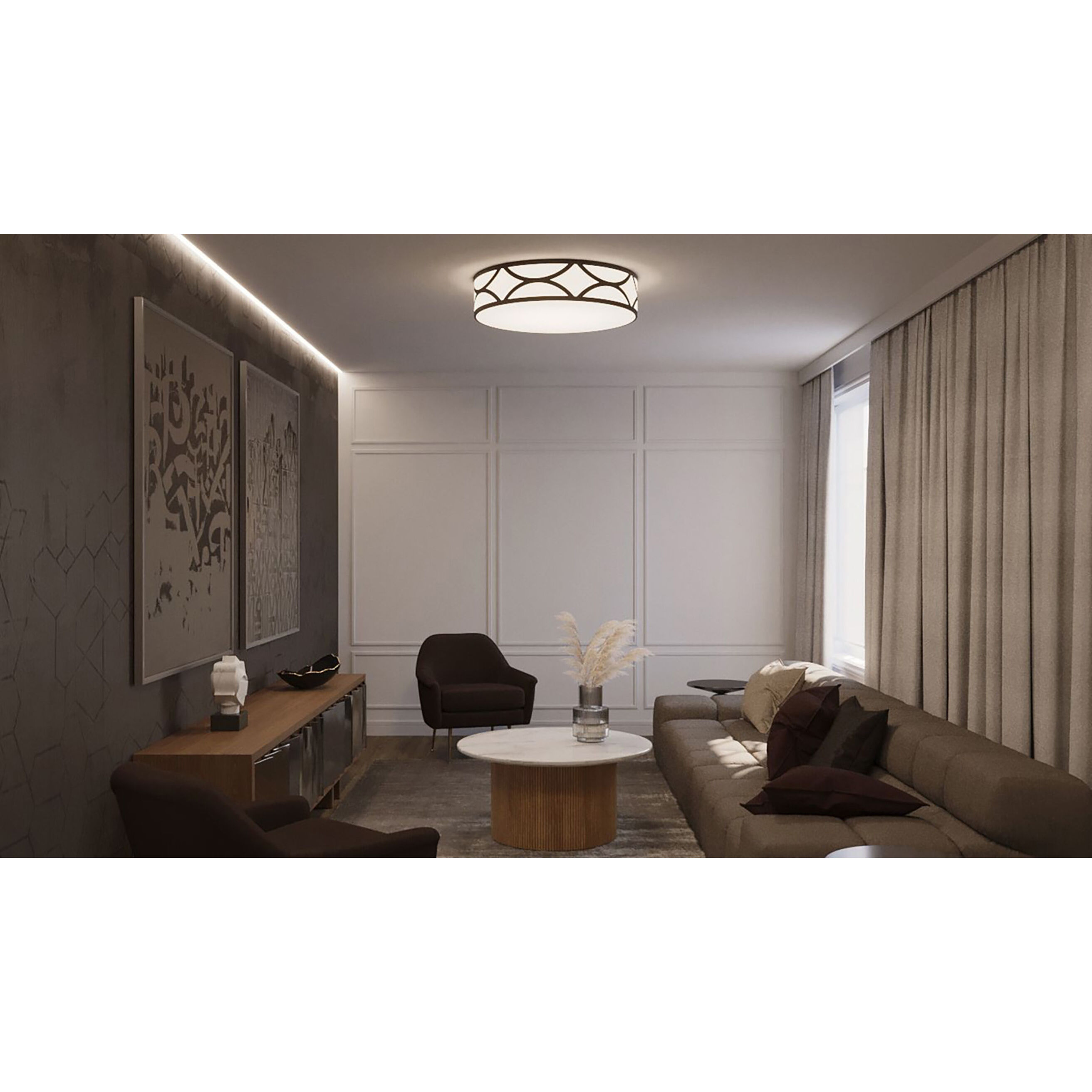 Lake LED 30 inch Black Flush Mount Ceiling Light in Incandescent