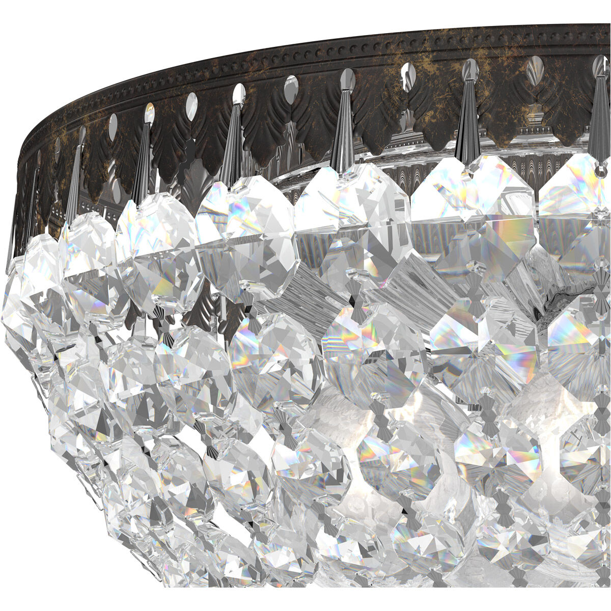 Petit Crystal 5 Light 12 inch Heirloom Bronze Flush Mount Ceiling Light in Swarovski
