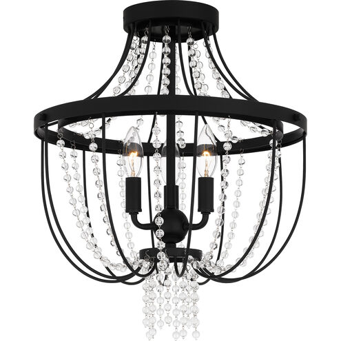 Adelaide 3 Light 16 inch Matte Black Semi-Flush Mount Ceiling Light