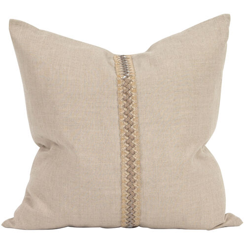 Davida Kay 20 inch Praire Linen with Deco Trim Pillow, with Down Insert