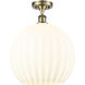 Ballston White Venetian 1 Light 13.75 inch Antique Brass Semi-Flush Mount Ceiling Light