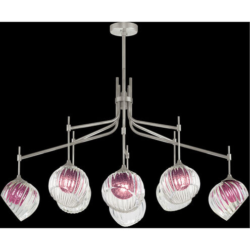 Nest 8 Light 52 inch Silver Pendant Ceiling Light in Amethyst Studio Glass