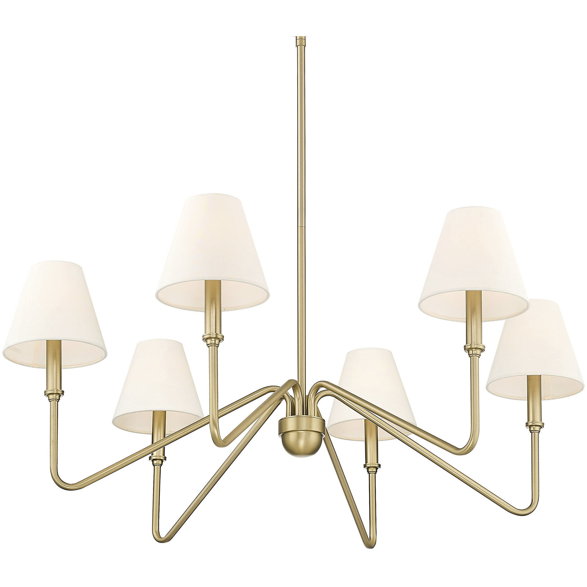 Yep Kennedy 6 Light 29.75 inch Brushed Champagne Brass Chandelier Ceiling Light in Ivory Linen