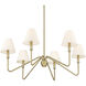 Yep Kennedy 29.75 inch 60.00 watt Brushed Champagne Brass Chandelier Ceiling Light in Ivory Linen