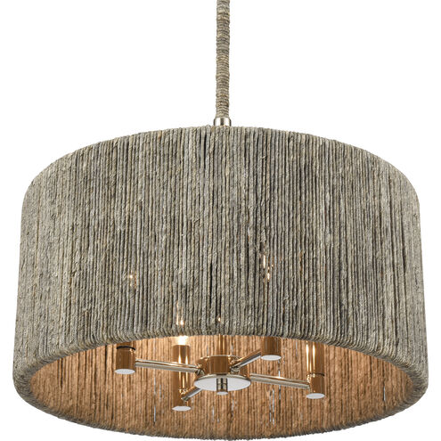 Abaca 4 Light 18 inch Polished Nickel with Gray Chandelier Ceiling Light