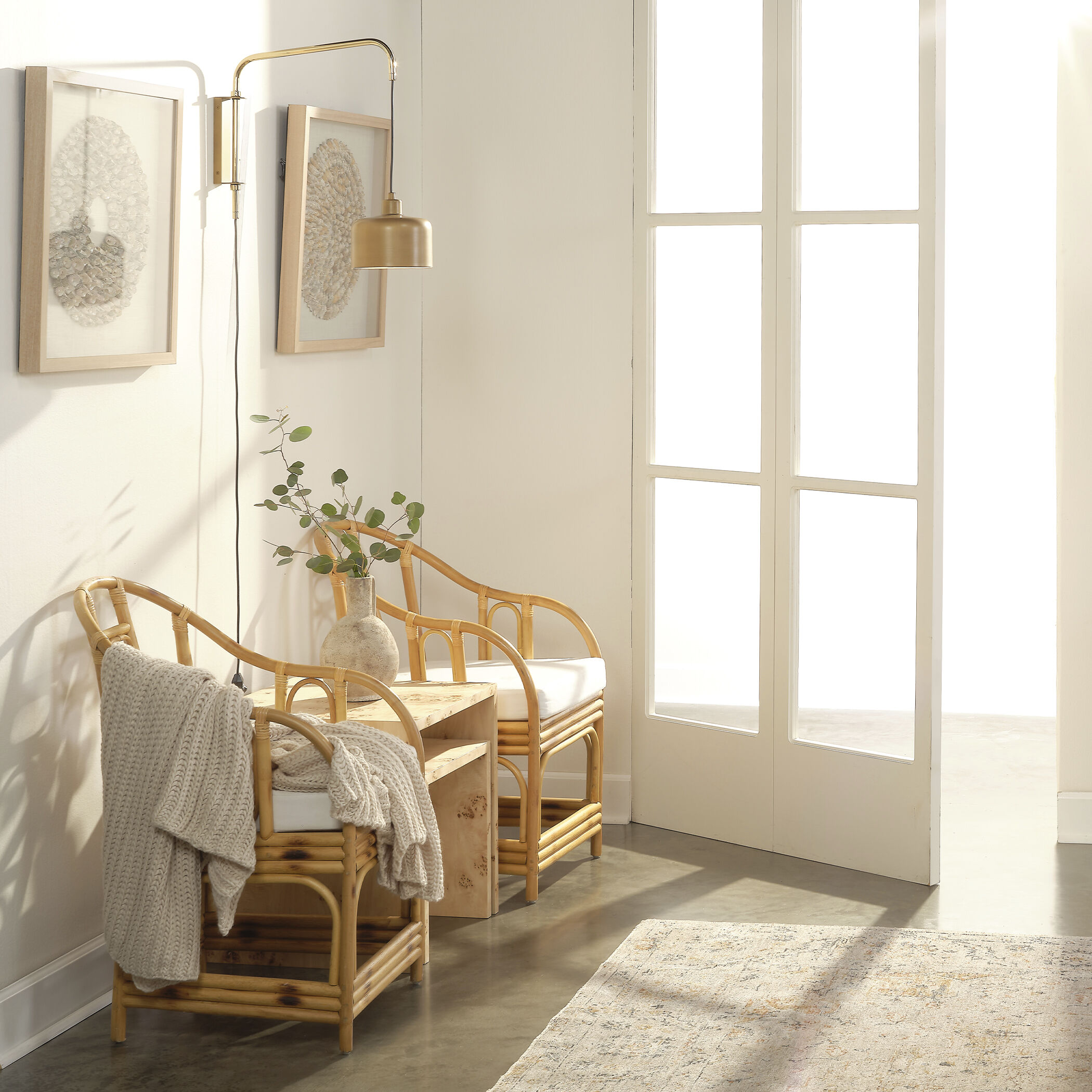 Jeno 21 inch 9.00 watt Satin Brass Swing Arm Wall Sconce Wall Light, Small