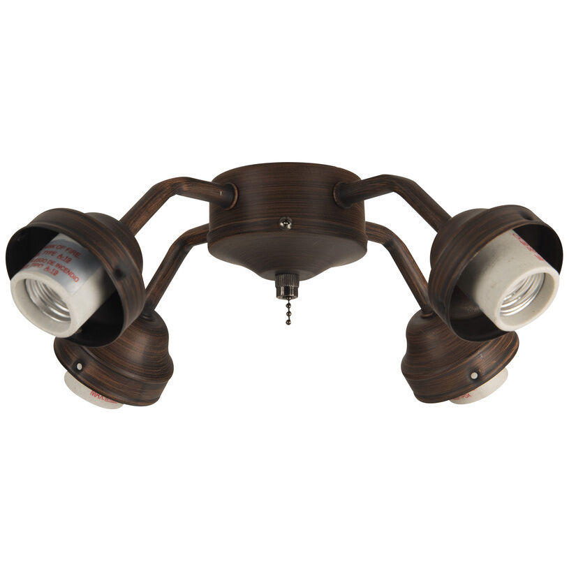 Universal LED Aged Bronze Textured Fan Light Fitter, Shades Sold Separately