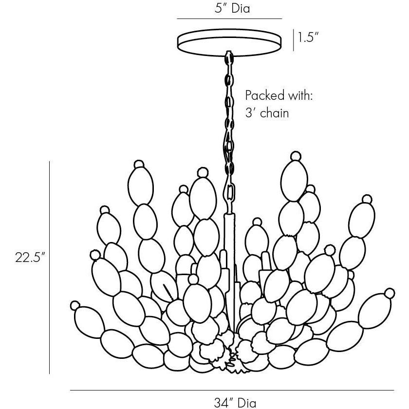 Indi 6 Light 34 inch White Chandelier Ceiling Light