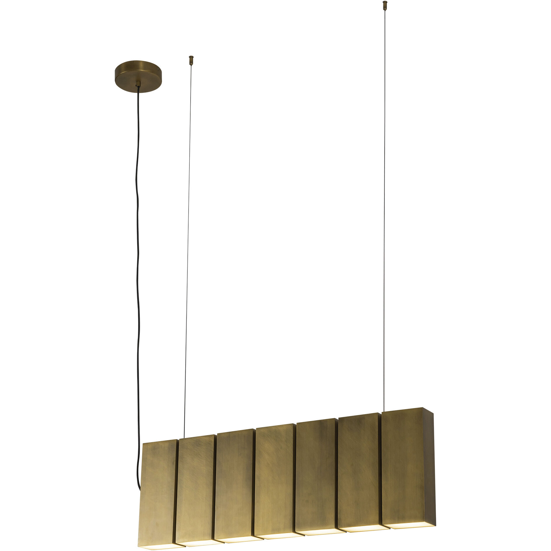 Domino Linear Pendant Ceiling Light in Vintage Brass