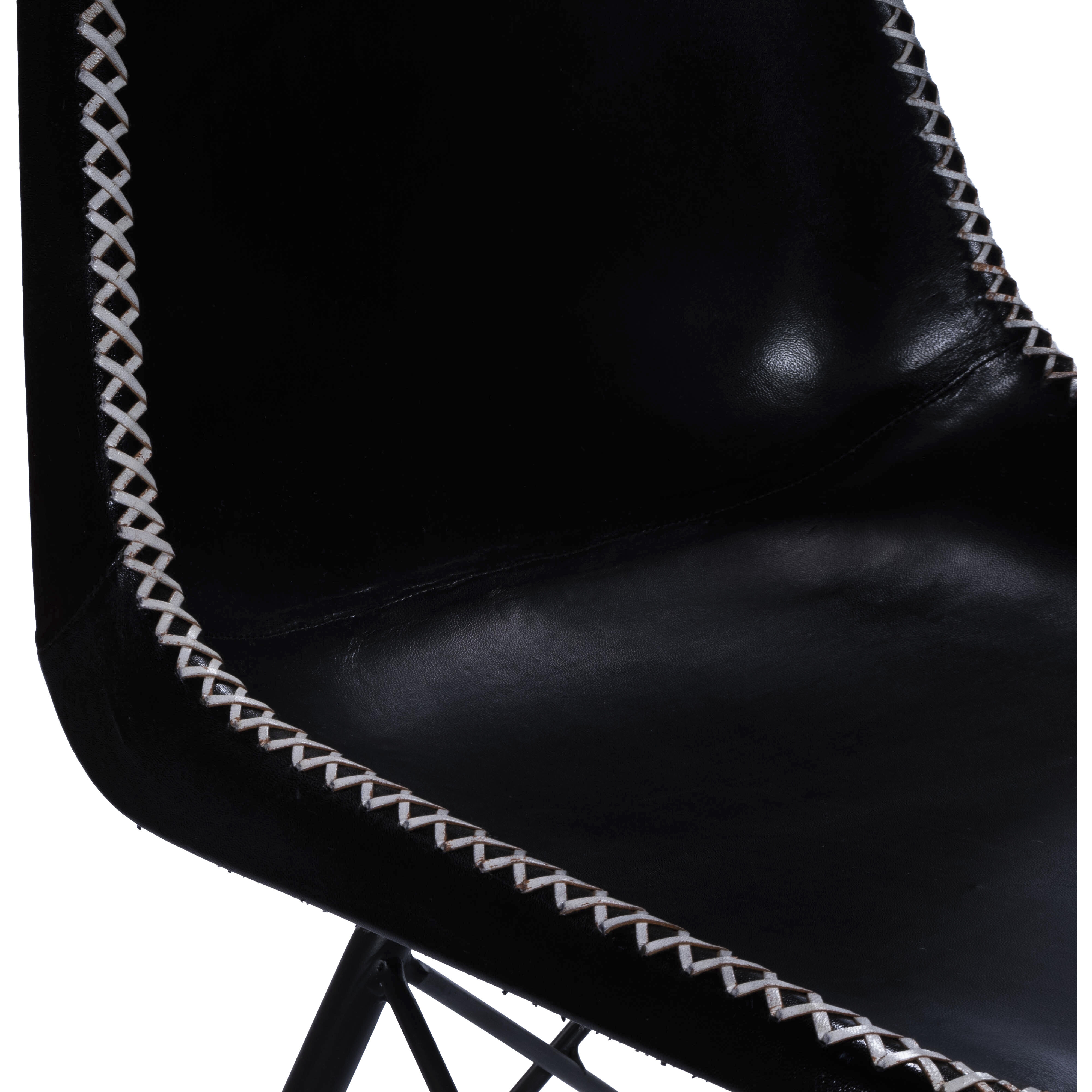 Inland Black Leather Accent Chair