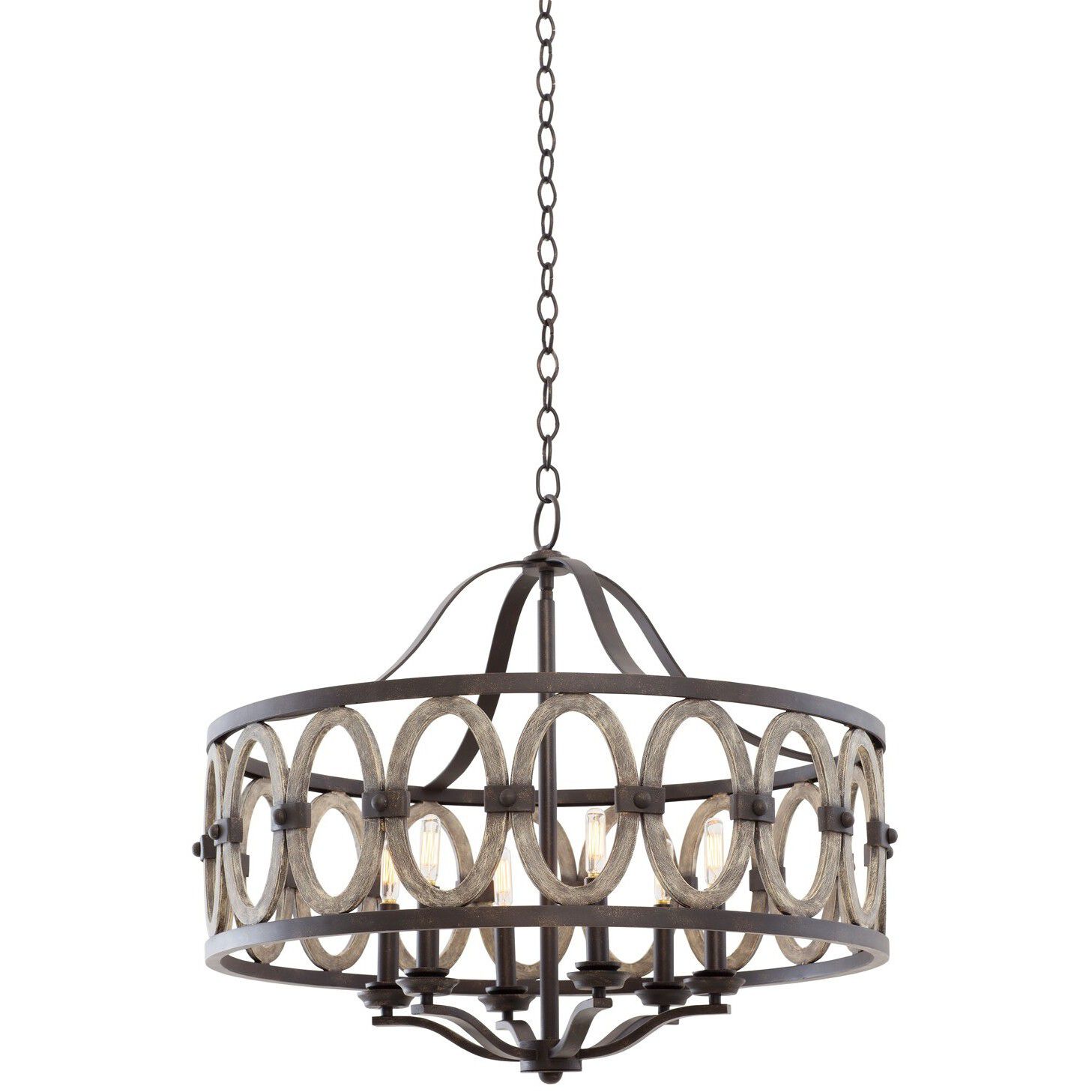 Belmont 6 Light 28.5 inch Florence Gold Pendant Ceiling Light