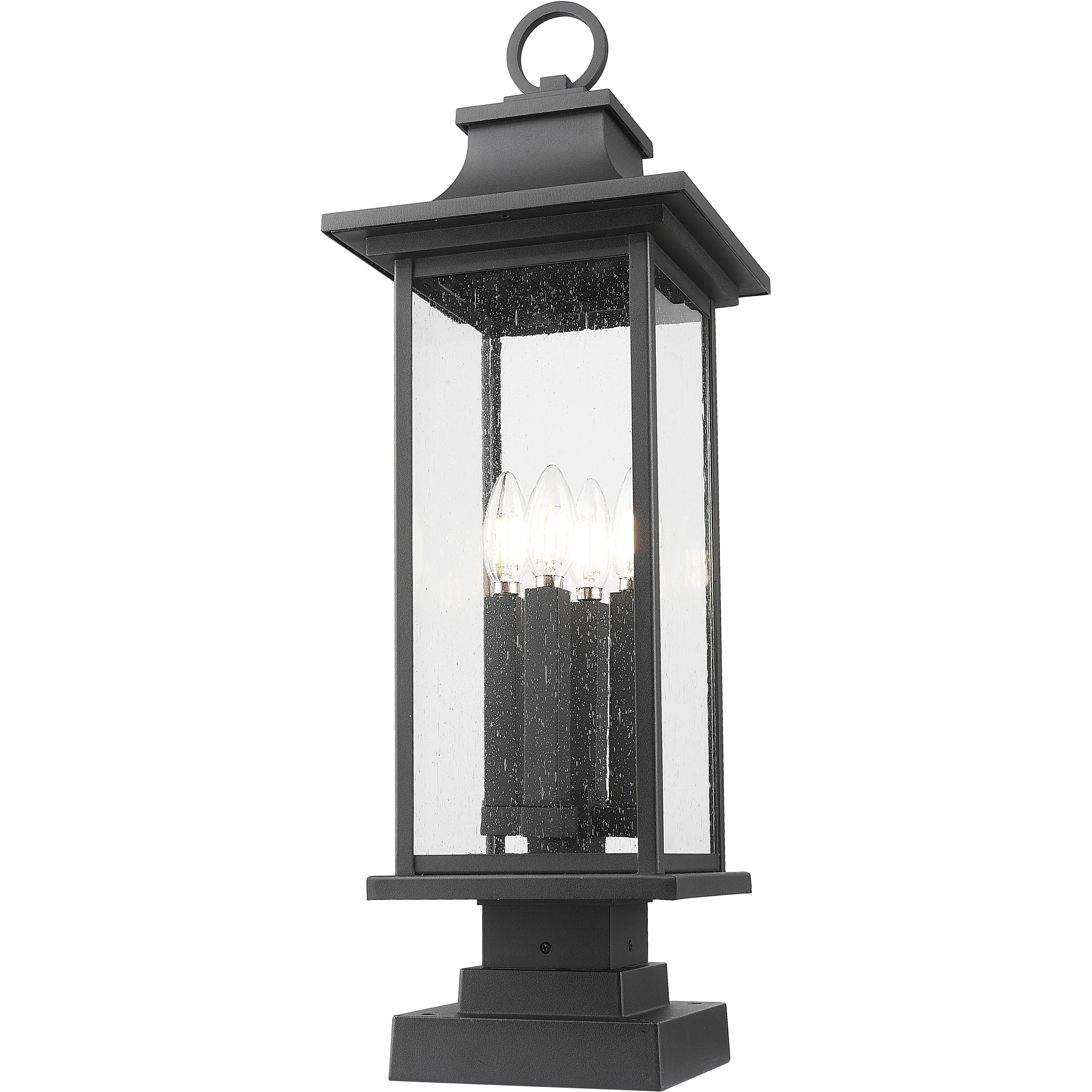 Tiberius 4 Light 27 inch Black Outdoor Pier Mounted Fixture