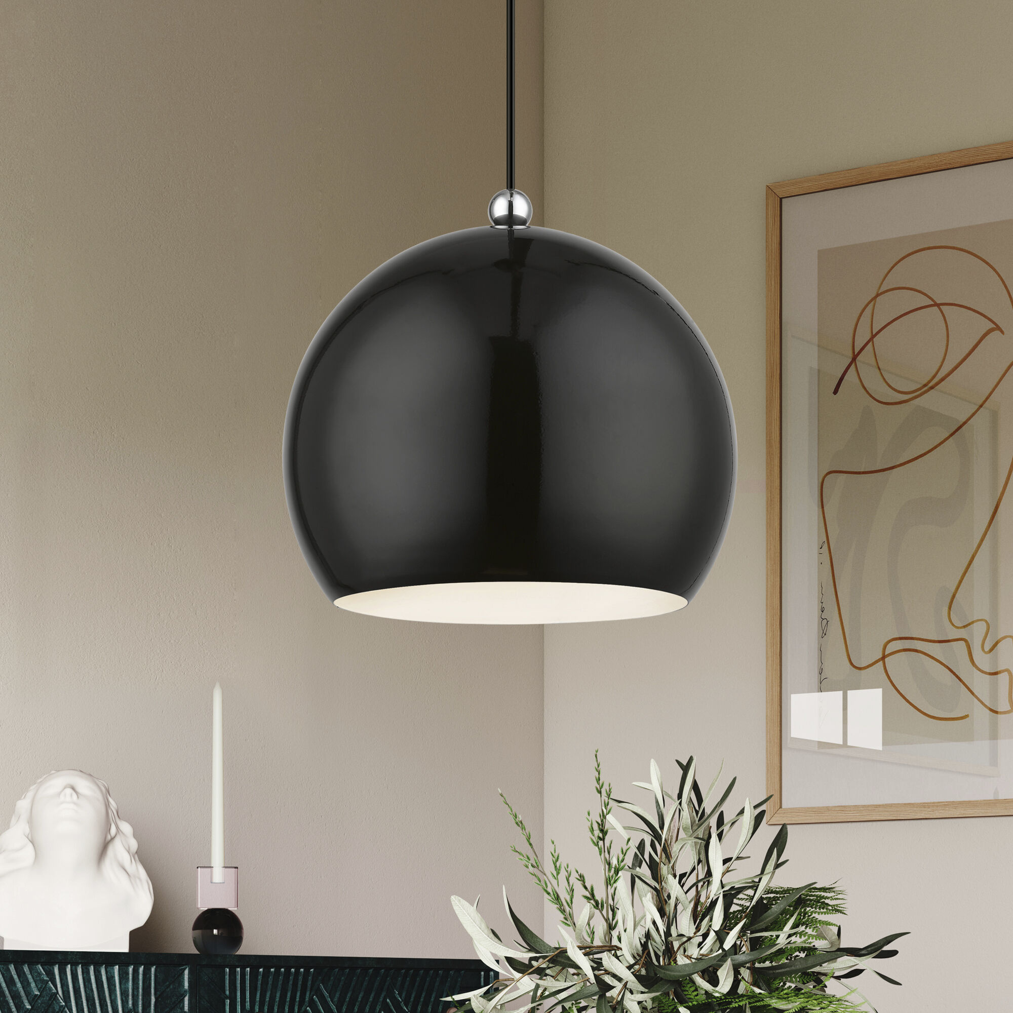 Chrome and black pendant light outlet
