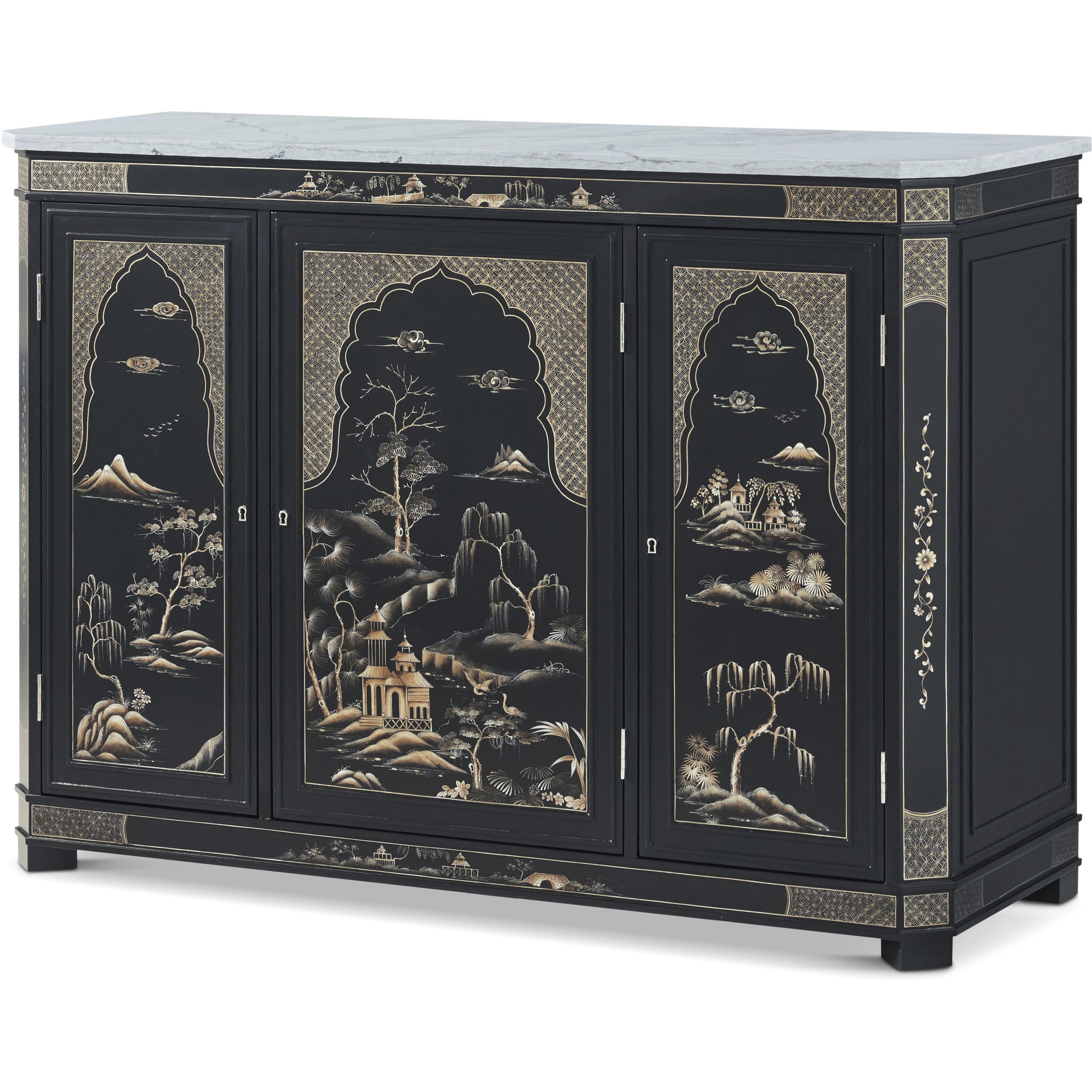 Chinoiserie Cabinet, Wooden with Marble Top, Spencer London