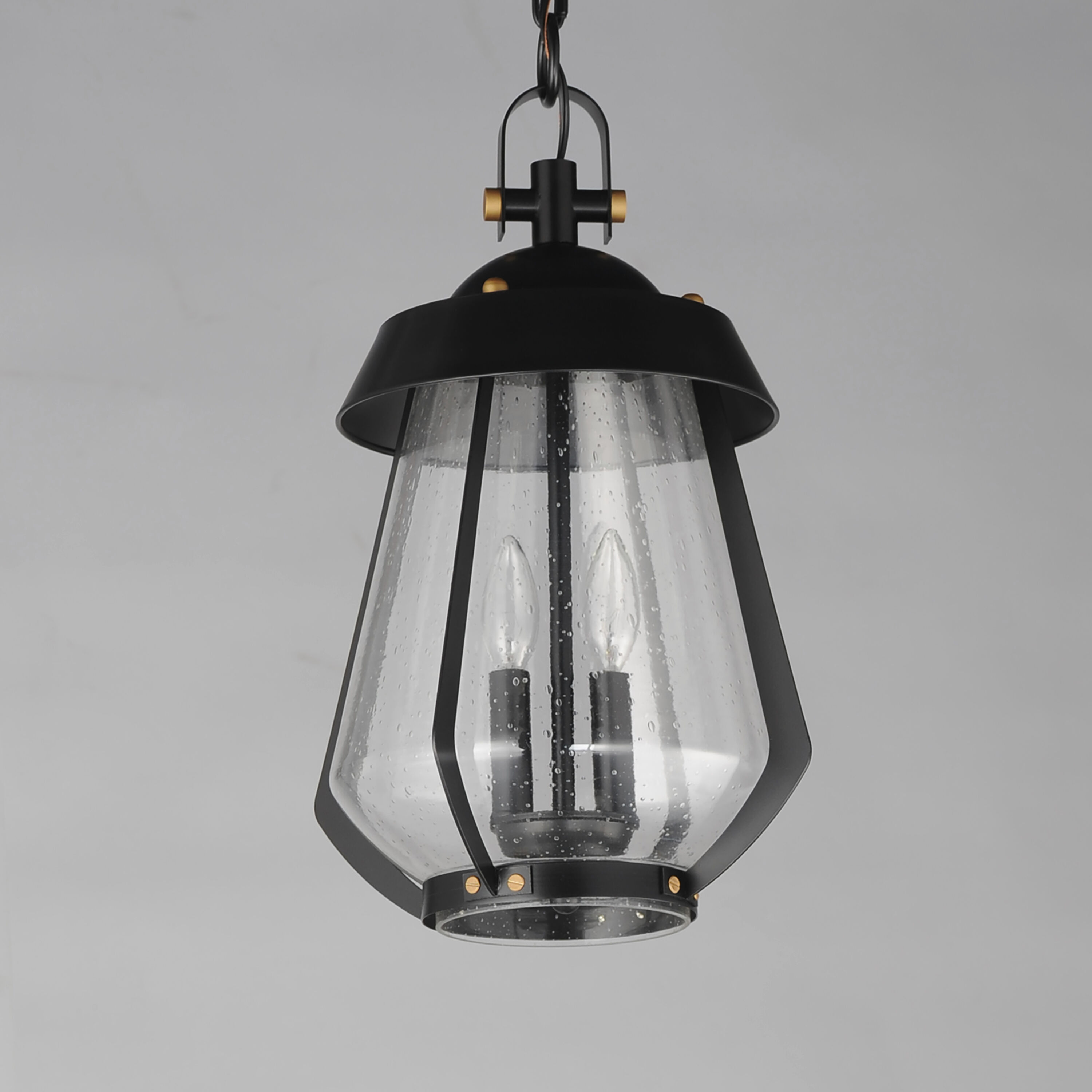 Mariner 2 Light 9.75 inch Black with Antique Brass Outdoor Pendant, Large
