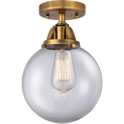 Nouveau 2 Beacon 1 Light 8 inch Brushed Brass Semi-Flush Mount Ceiling Light in Clear Glass