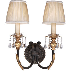 Bella Cristallo 2 Light 15.75 inch French Bronze with Gold Wall Sconce Wall Light