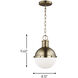 TOB by Thomas O'Brien Hanks 1 Light 8.13 inch Satin Brass Pendant Ceiling Light