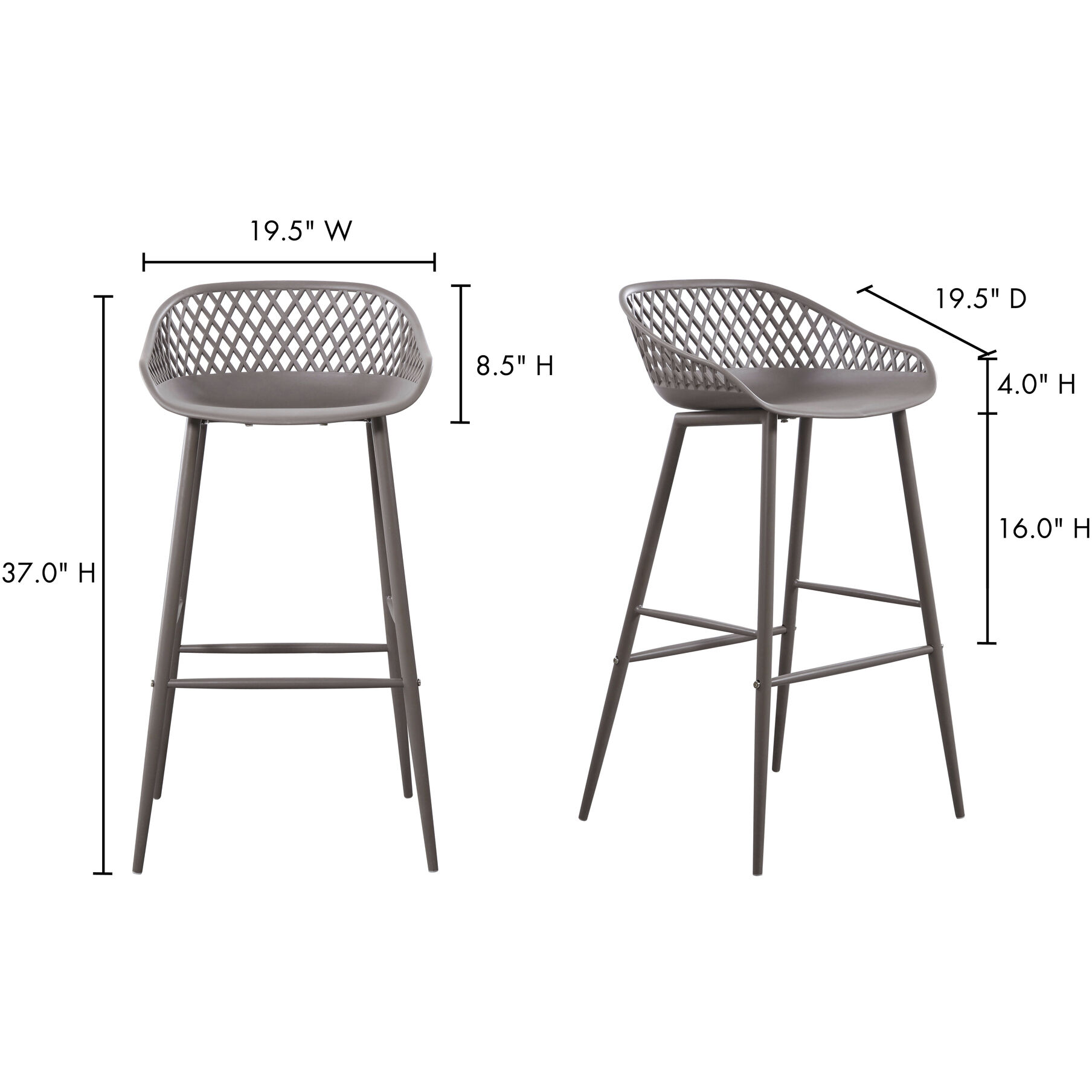 Piazza 37 inch Grey Outdoor Barstool