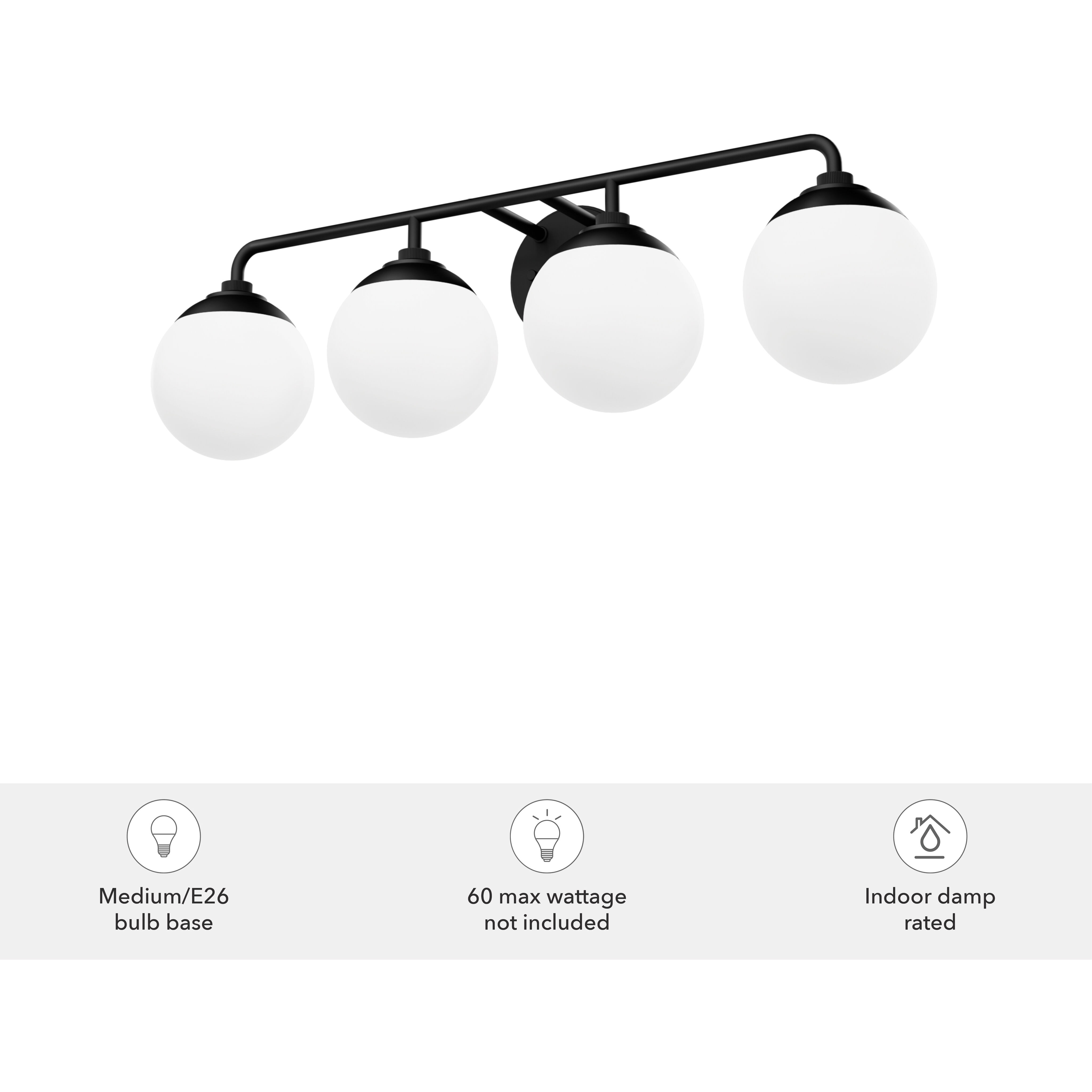 Hepburn 4 Light 30 inch Matte Black Vanity Light Wall Light