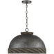 Tripoli 3 Light 19.75 inch Mottled Zinc with Natural Rattan Pendant Ceiling Light