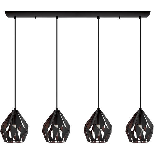 Carlton 4 Light 7.2 inch Matte Black and Copper Pendant Ceiling Light