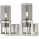 Utopia 2 Light 15 inch Satin Nickel Bath Vanity Light Wall Light in Plated Smoke Glass
