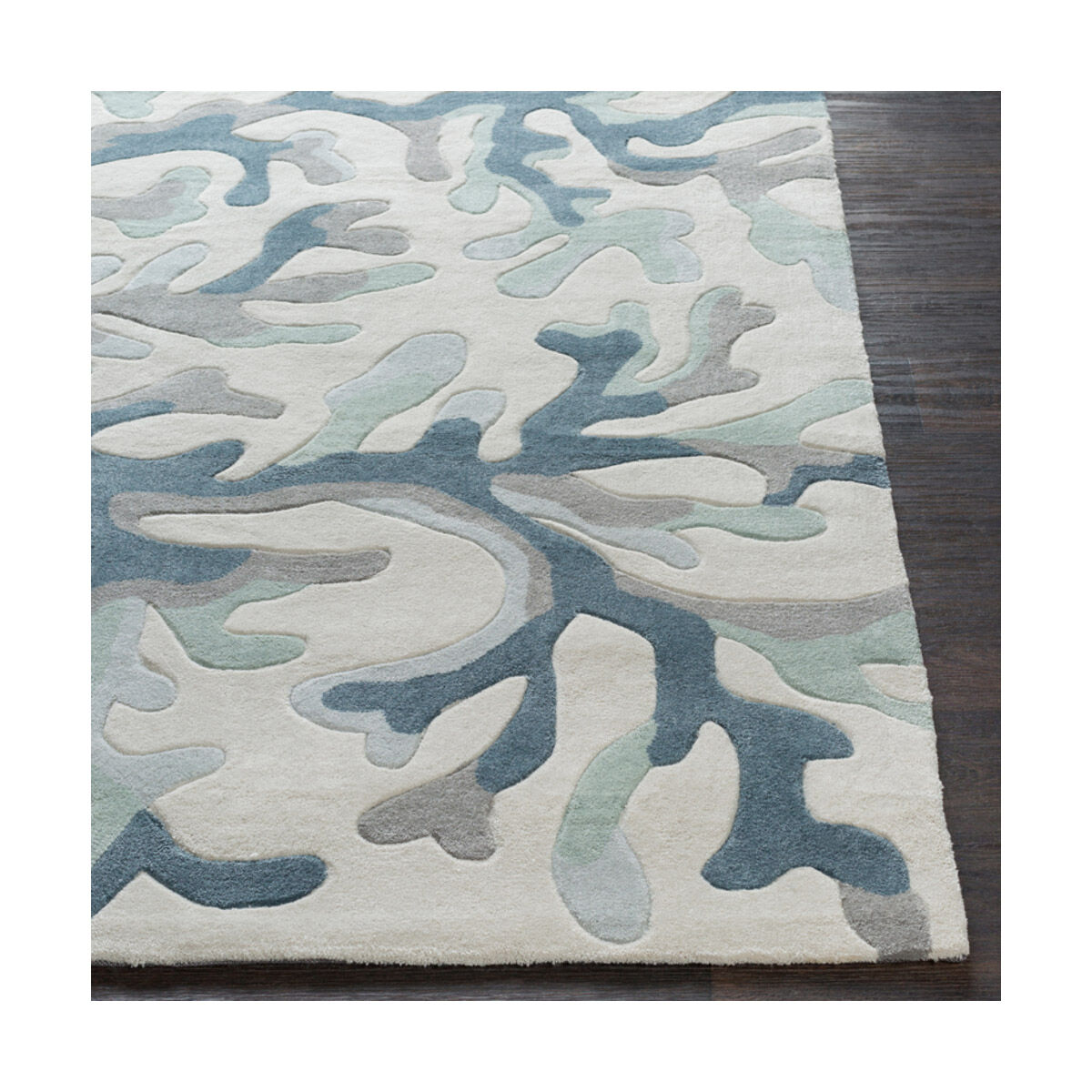 Cosmopolitan 96 X 30 inch Dark Blue/Medium Gray/Sea Foam/Light Gray/Ivory Rugs, Polyester