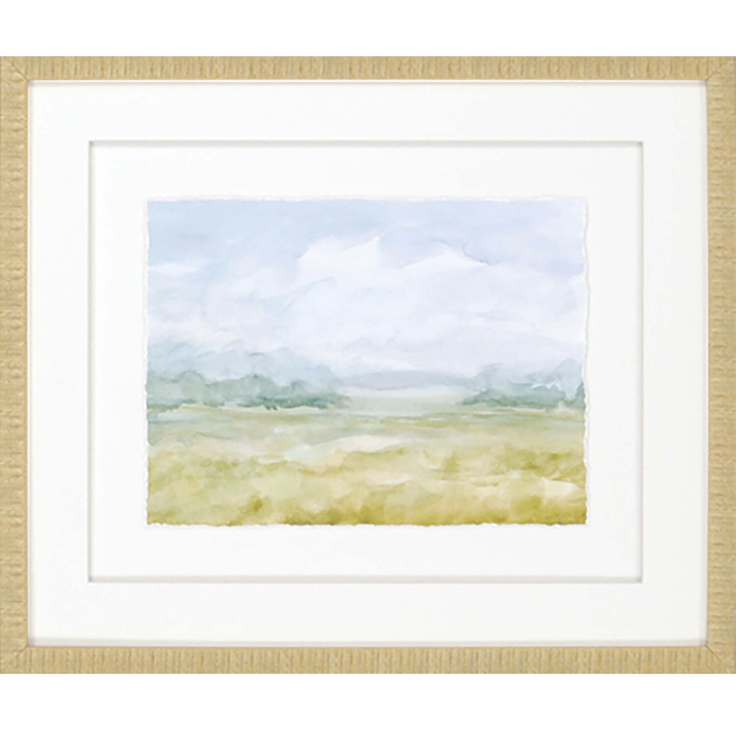 Watercolour Green and Turquoise and Yellow and Blue Framed Art