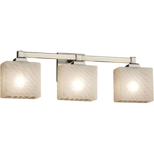 Fusion 3 Light 23.5 inch Brushed Nickel Vanity Light Wall Light in Rectangle, Incandescent, Weave Fusion
