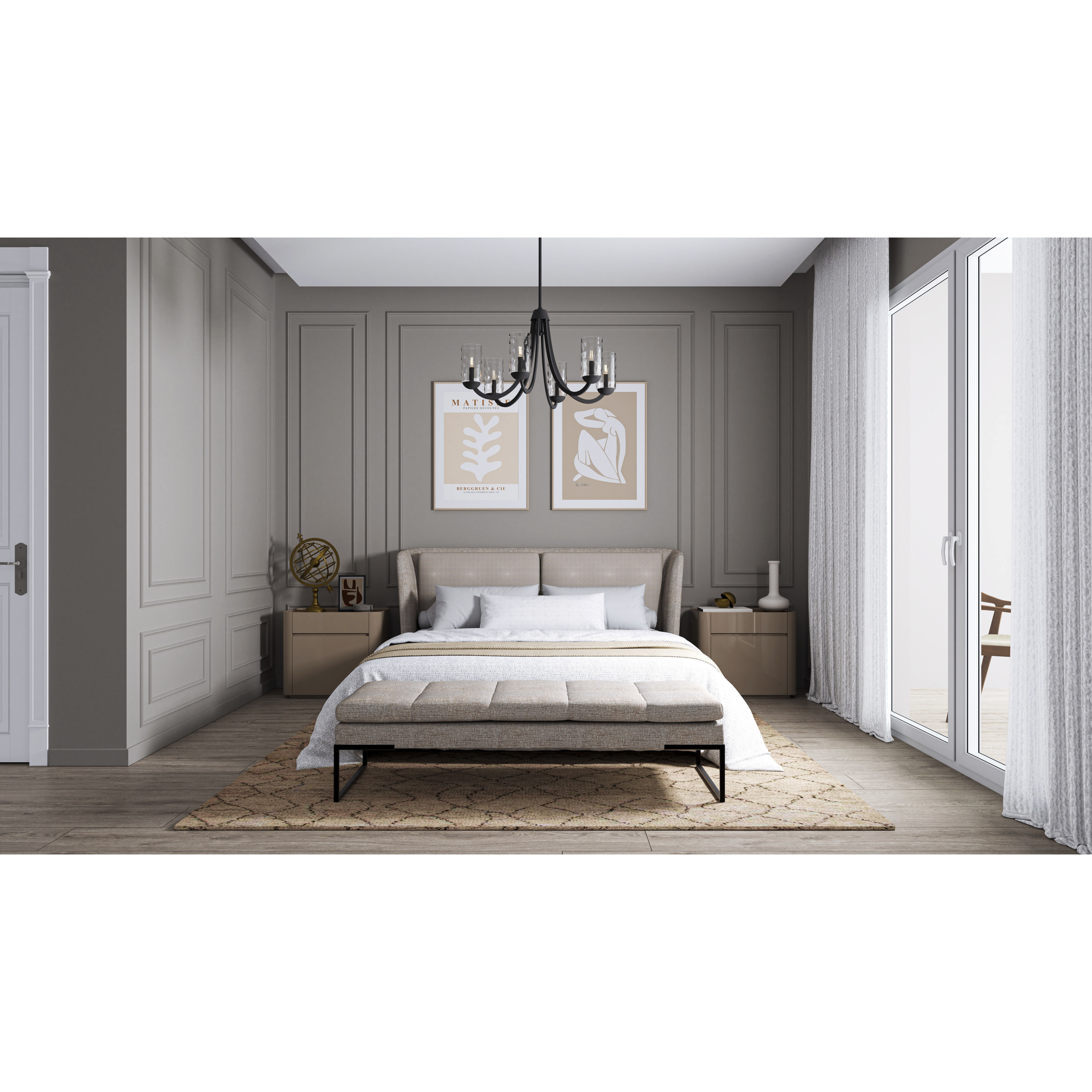 Allard 6 Light 32 inch Matte Black Chandelier Ceiling Light