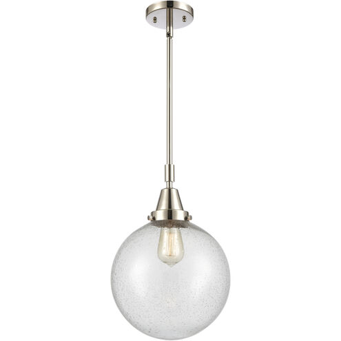Franklin Restoration Beacon LED 10 inch Polished Nickel Mini Pendant Ceiling Light in Seedy Glass