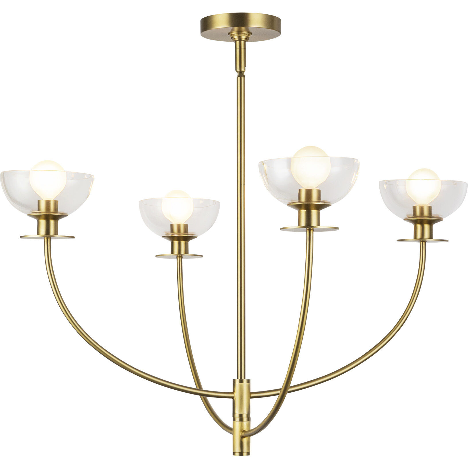 Alora Mood Sylvia 4 Light 26.5 inch Brushed Gold/Clear Glass Chandelier Ceiling Light